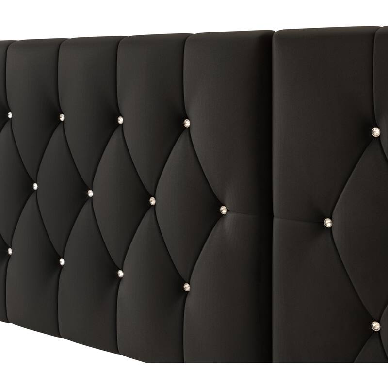 CraftPorch Luxurious Velvet Tufted Platform Bed with Wall Panels