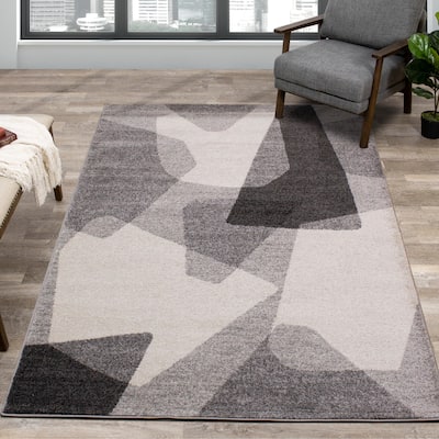Flynn Collection - Grey/White Geometric Shapes Rug
