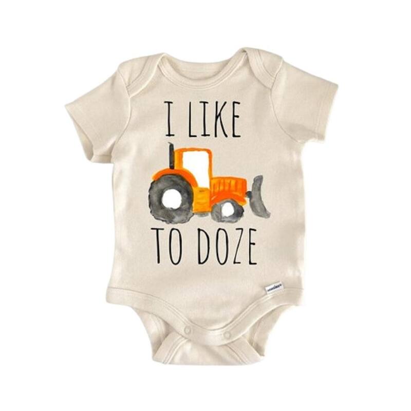 Bulldozer Excavator Construction - Baby Boy Girl Clothes Infant Bodysuit Funny - Natural - Newborn