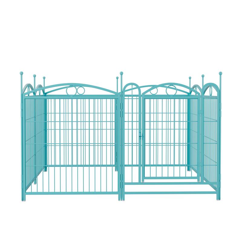 Dog Playpen 32 inch 8 Panels Metal Dog Pen Pet Dog Fence with Doors, Heavy Duty Dog Fence Puppy Pen Foldable Pet Exercise Pen
