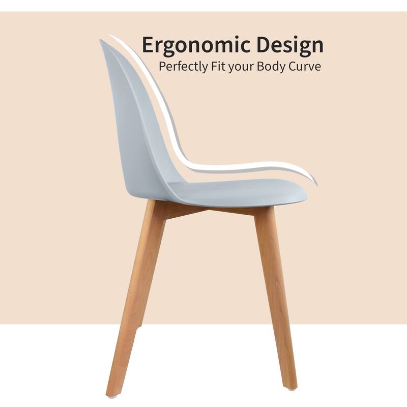 Set of 4 Plastic Dining Side Chair Wood For Event Kitchen Office Event Garden Patio Cafe Indoor Outdoor