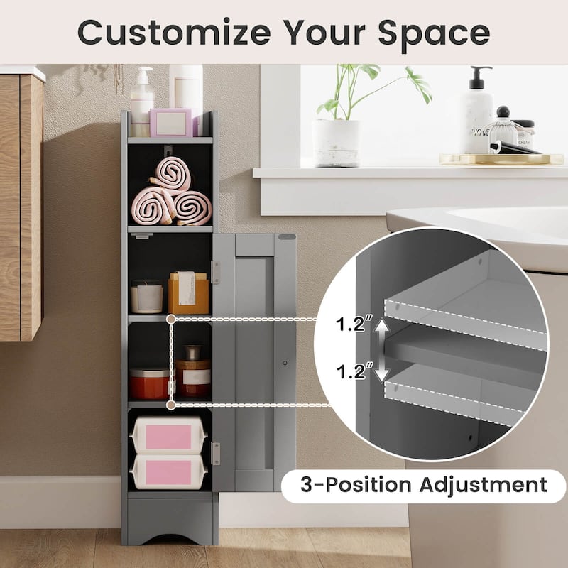 Costway Bathroom Storage Cabinet with Door Toilet Paper Holder Stand - See Details