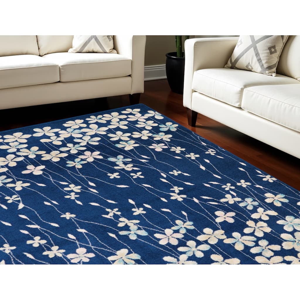 Hoje Power Loomed Floral Traditional Stain Resistant Area Rug By HomeRoots - 120' X '96' X '0.5