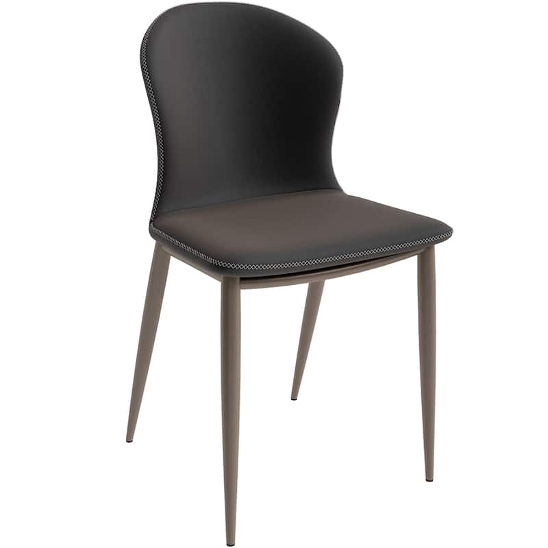 Mosaic Modern Upholstered Fabric Dining Chair with Metal Legs by LeisureMod - Charcoal