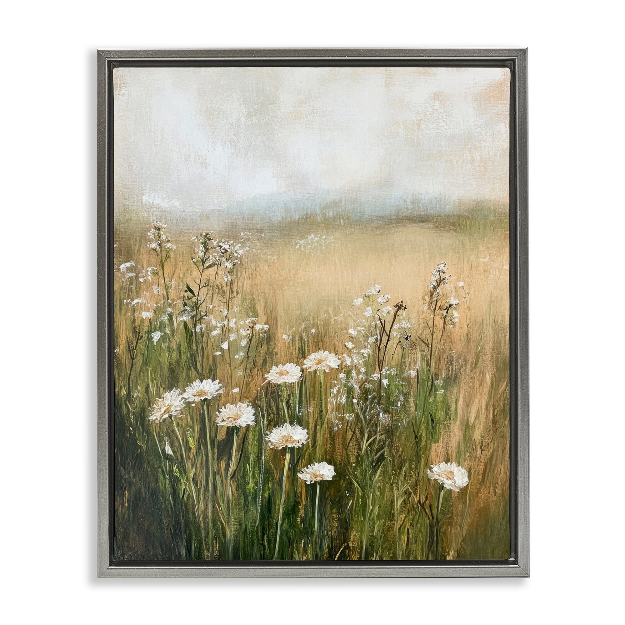 Stupell A Few White Flowers Framed Floater Canvas Wall Art Design By Petal Prints Design