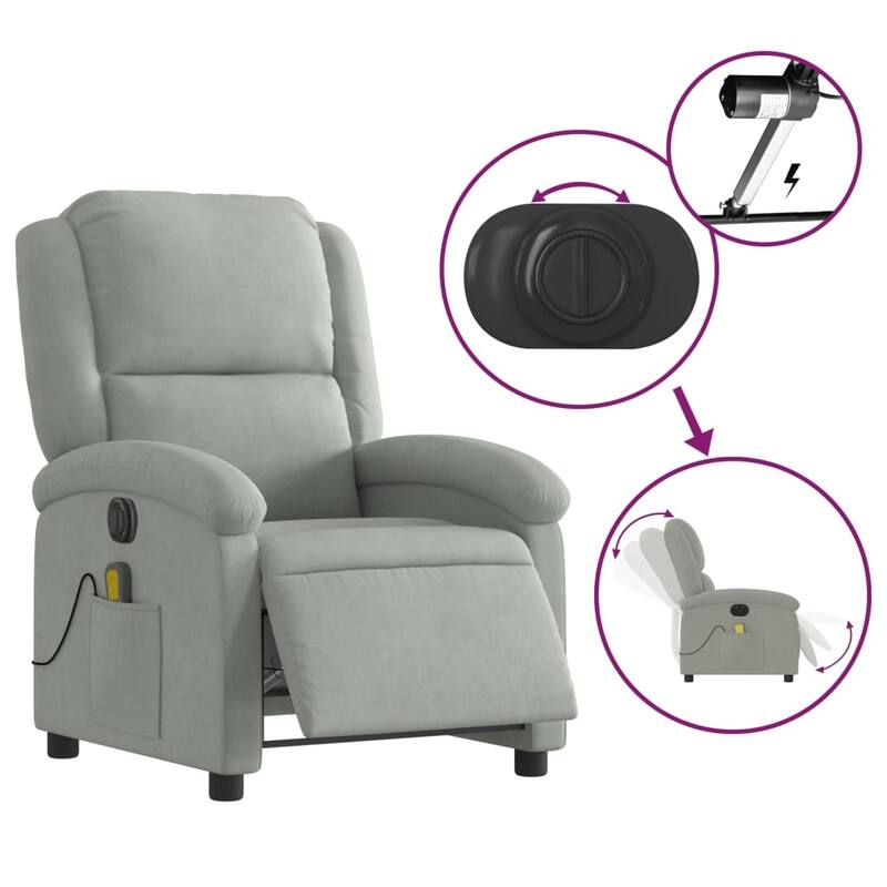 vidaXL Massage Recliner Chair Wingback Reclining Armchair for Elderly Velvet