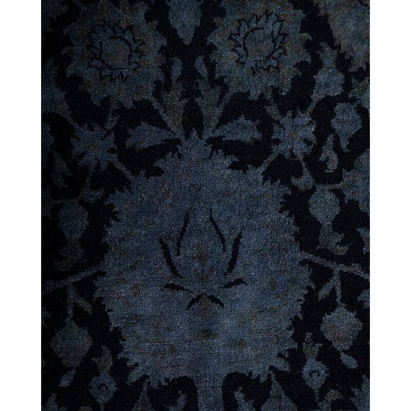 Overton Hand Knotted Wool Vintage Inspired Modern Contemporary Overdyed Gray Area Rug - 8' 10" x 16' 7"