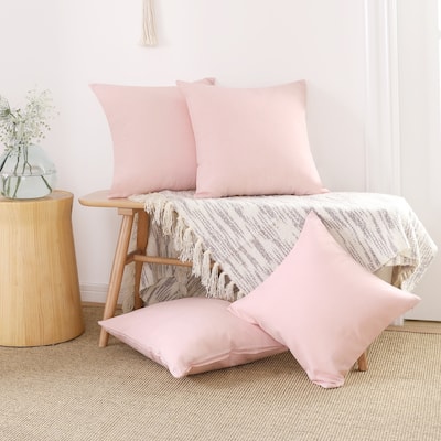 Deconovo 4-Pack Faux Linen Throw Pillow Covers with Hidden Zipper