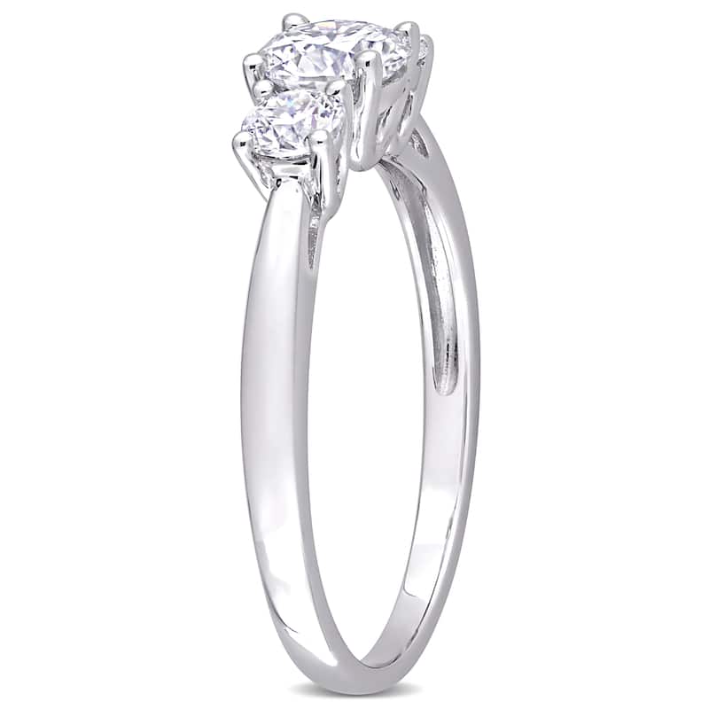 Miadora Sterling Silver 1ct TGW Created White Moissanite 3-Stone Engagement Ring