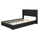 preview thumbnail 4 of 49, Upholstered Full Size Platform Bed with PU Leather and Wooden Slats