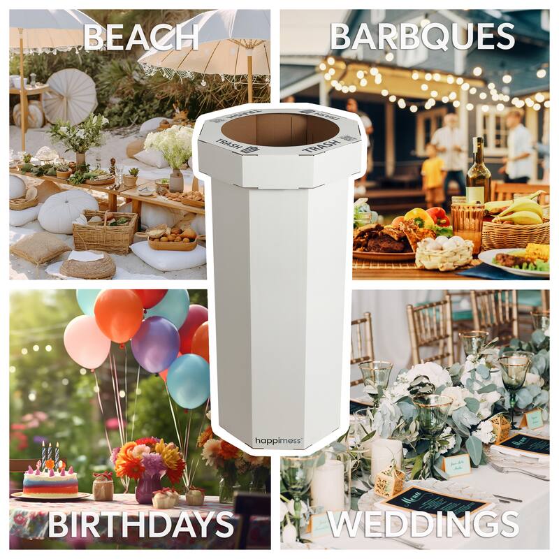 25-Gallon Disposable Cardboard Event Trash Can and Recycling Bin (Set of 2) - Limestone Beige