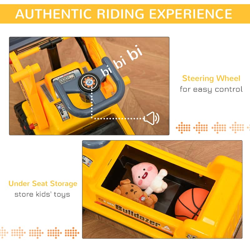 Kids Bulldozer Ride-On Toy for Toddler with Tough Wheels, Outdoor Construction Toy with Controllable Digging Bucket
