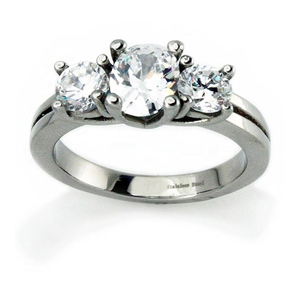 Stainless Steel Solitaire Ring