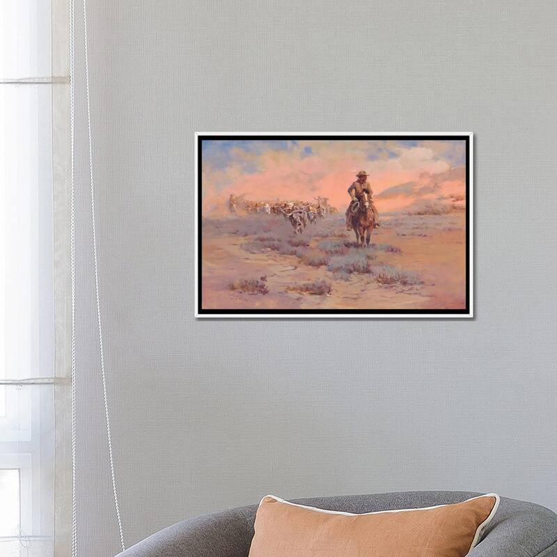 iCanvas "Long Horns" by Ernest Chiriacka Framed Canvas Print