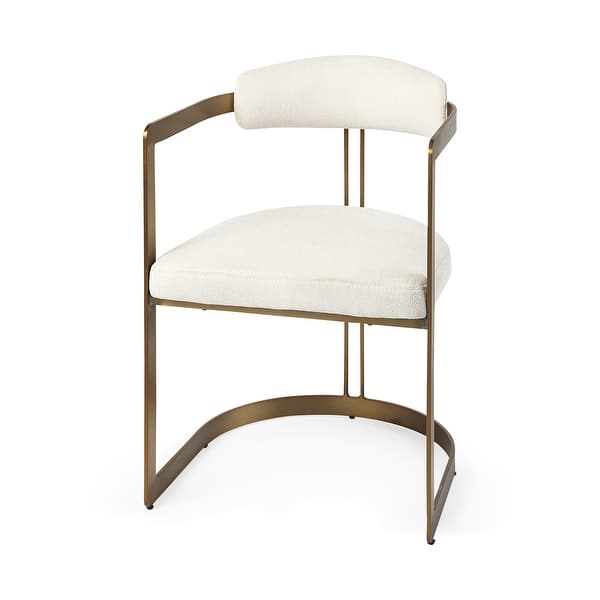 Cream Fabric Seat With Gold Iron Frame Dining Chair