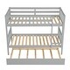preview thumbnail 14 of 17, Twin Over Twin Rubber Wood Bunk Bed with Trundle, Convertible into 2 Twin Size Beds-Grey