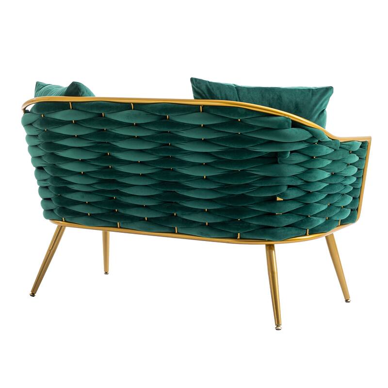 luxhomez Velvet Accent Chair Armsofa Tufted Sofa with Metal Frame for Living Room Bedroom Office Balcony Beige