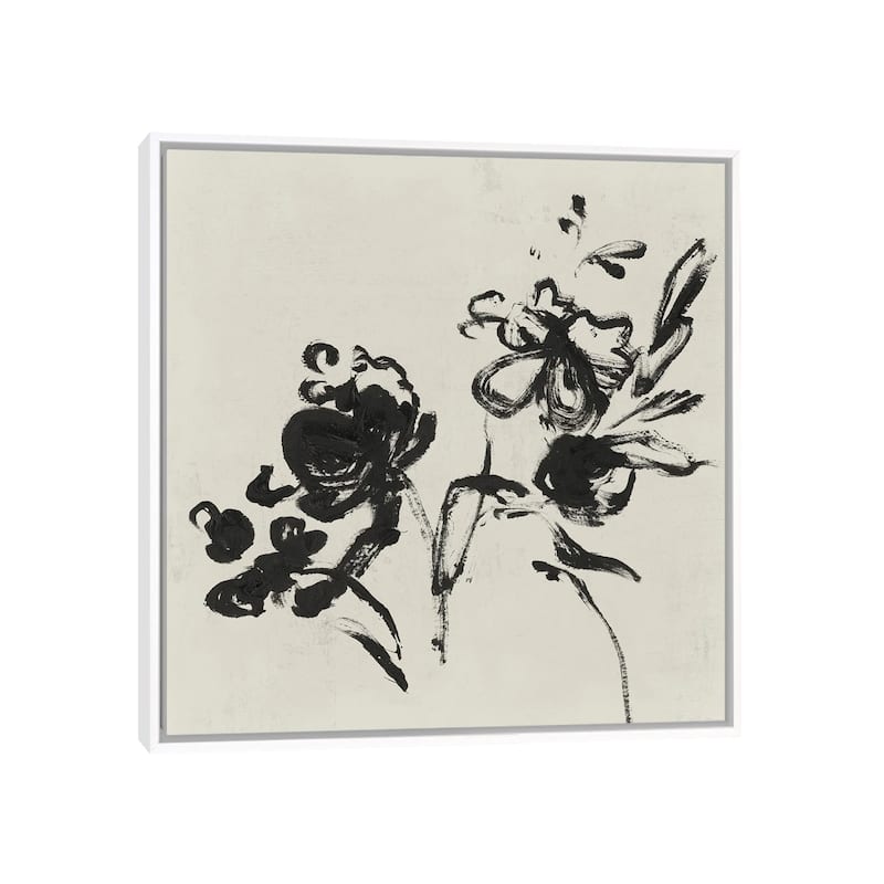 iCanvas "Black Florals I" by Isabelle Z Framed Canvas Print - White - 26x26