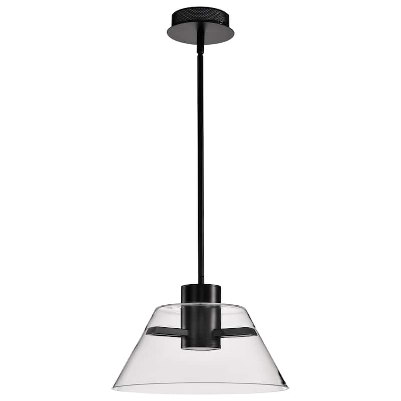 Edmond 14 Inch LED Pendant Matte Black with Clear Glass - Matte Black