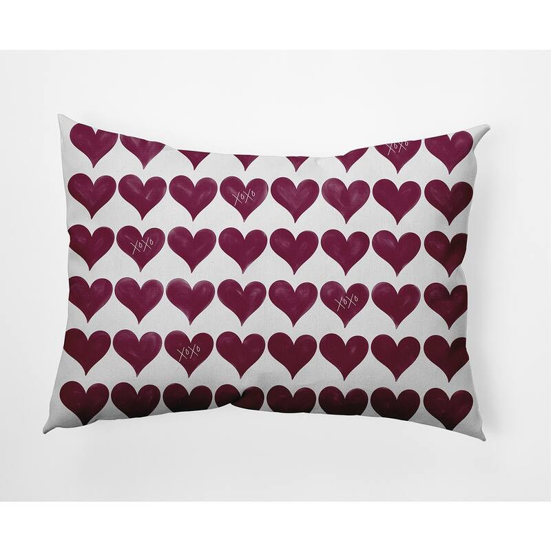 XOXO Colored Hearts Valentine's Day Decorative Indoor Pillow - 14" x 20" - Magenta