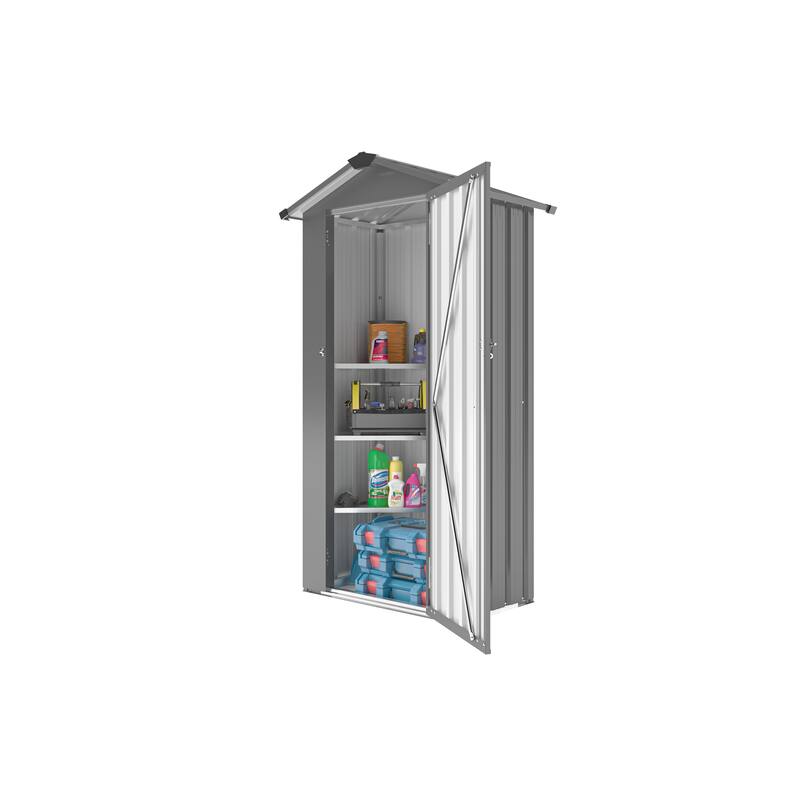 Black Metal Outdoor Garden Shed Storage Locker with Waterproof Roof and UV Protection - 29.52"W x 16.92"D x 69.68”H