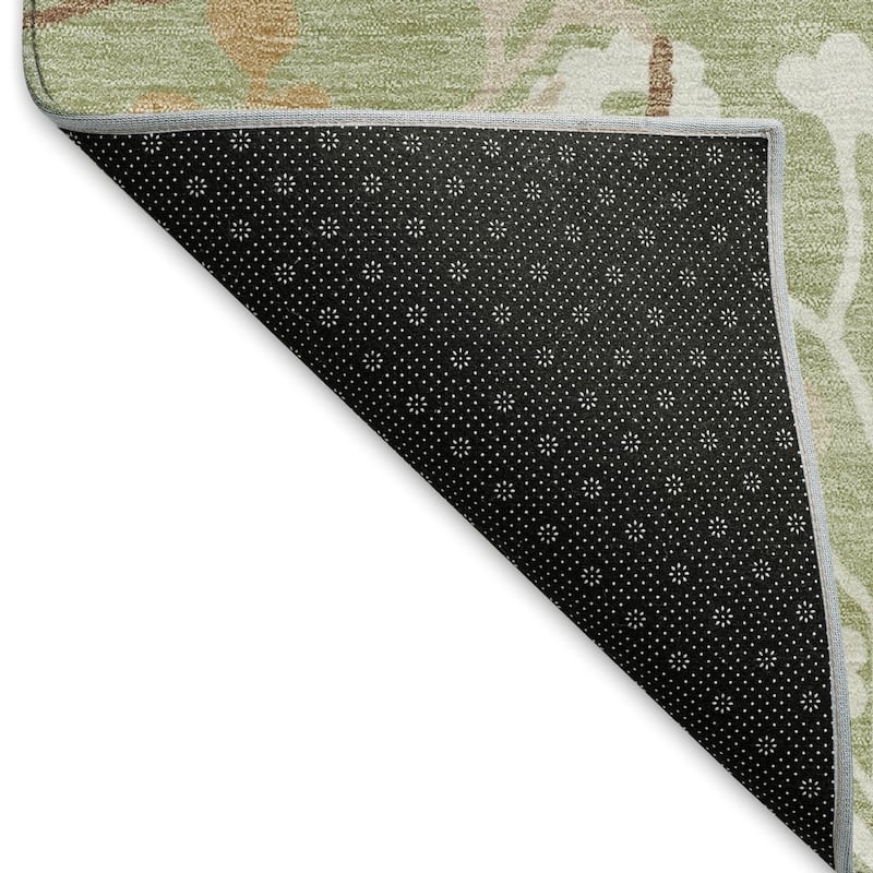 Machine Washable Indoor/ Outdoor Floral Border Chantille Rug