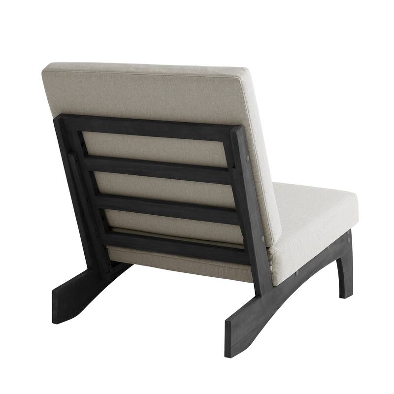 4Piece Wood Outdoor Loveseat Chair Conversation Set with Table Cushion