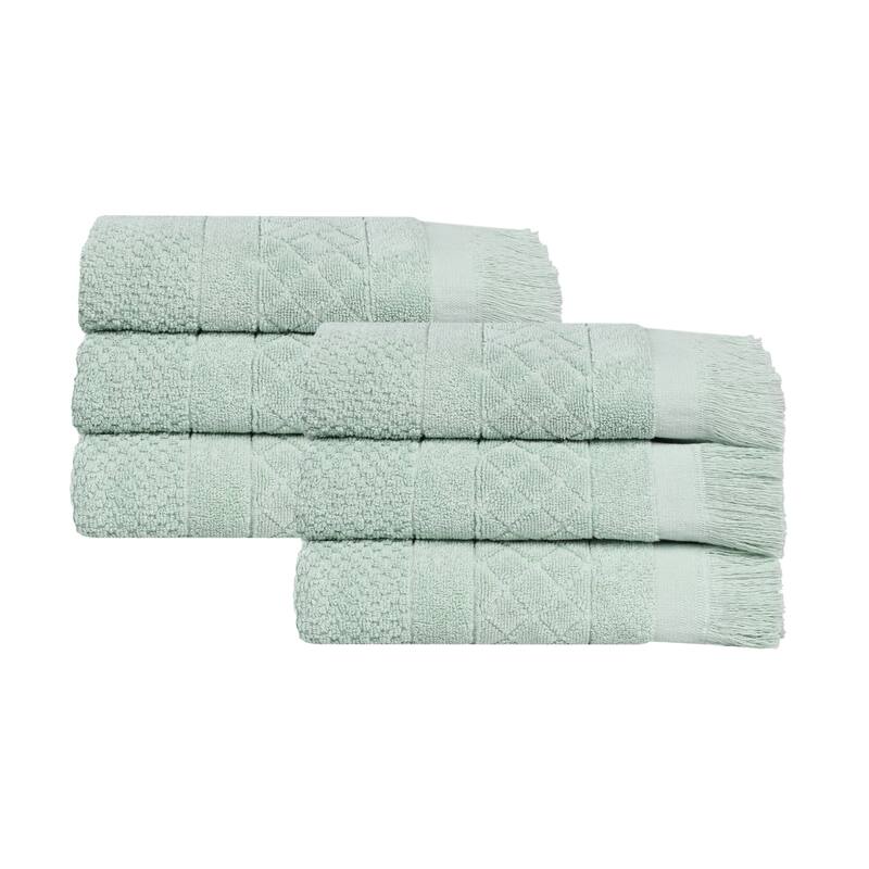 Superior Rolla Cotton Geometric Jacquard Plush Soft Hand Towel Set of 6