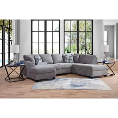 American Furniture Classics Graphite Model A414V6-K2 U Shaped Sectional with 4 Throw Pillows