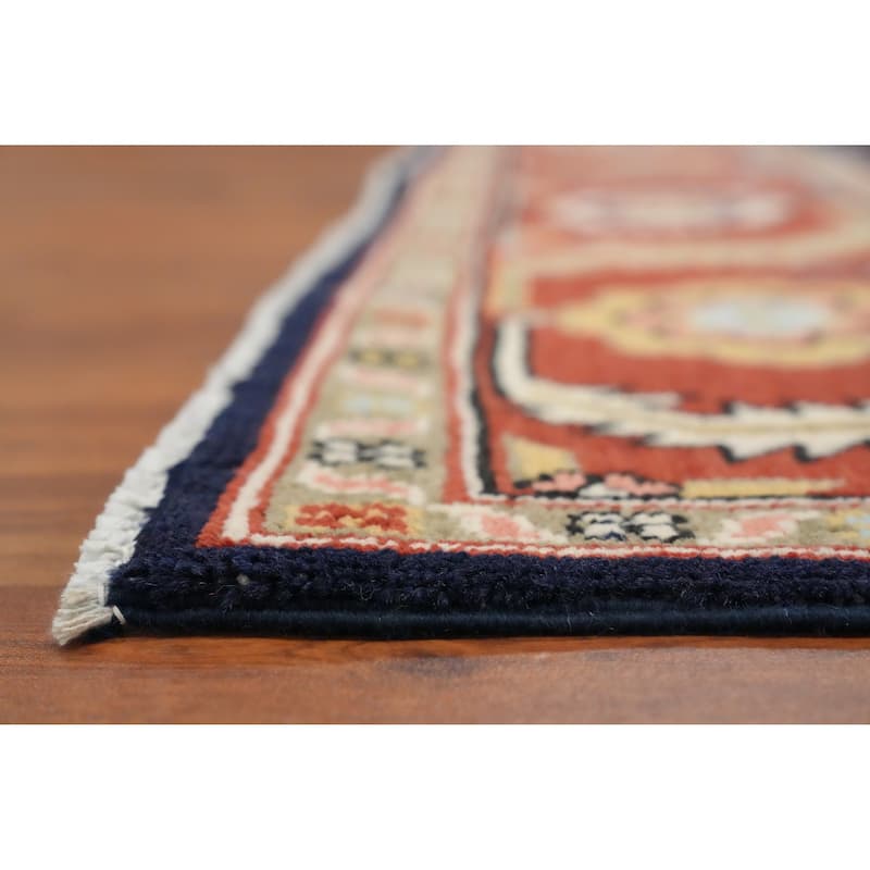 Hand Knotted Oriental 100% Wool Carpet Traditional Medallion Oranges & Rust Heriz (serapi) Area Rug - 9' 0'' X 6' 0''
