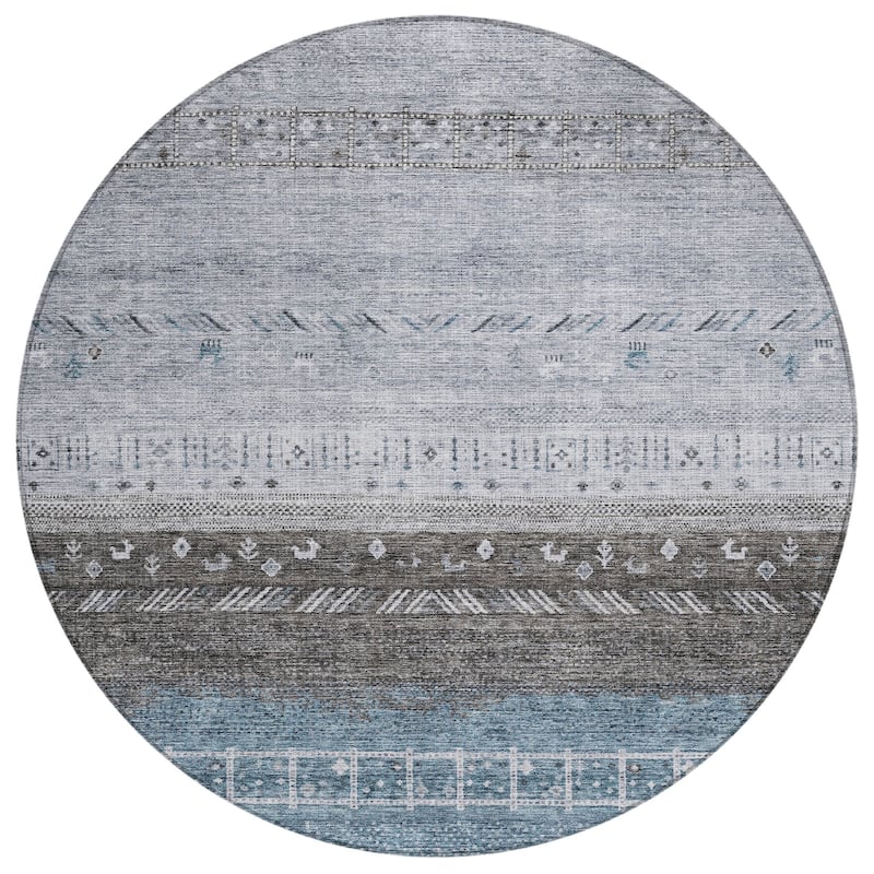 Machine Washable Indoor/ Outdoor Modern Global Chantille Rug