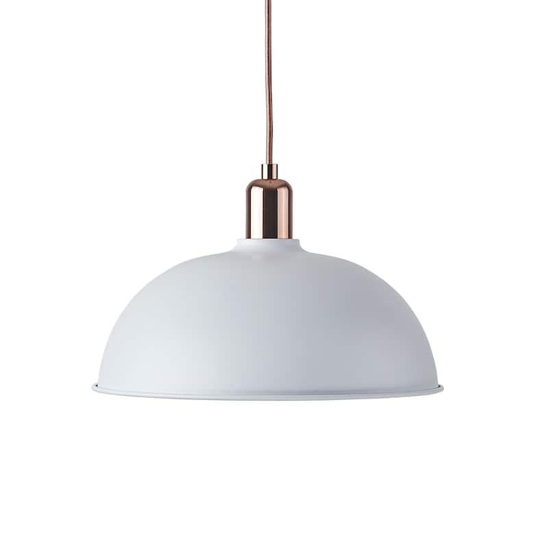 1 Light Pendant in White and Glossy Copper Finish - 13.75"W x 13.75"D x 9.5"H