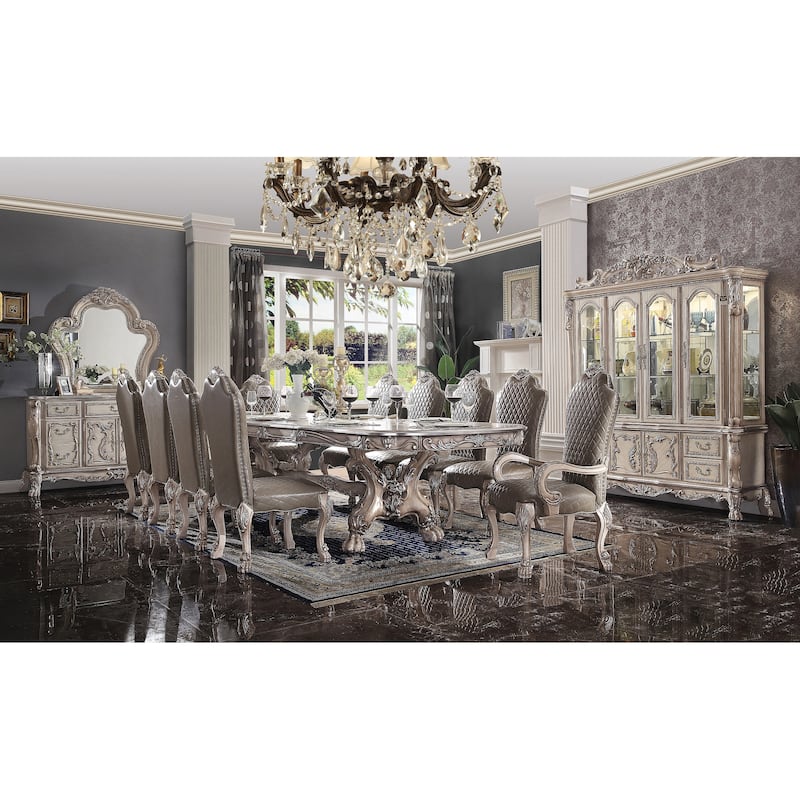 Anastasia Vintage Bone White Removable Leaf Dining Table