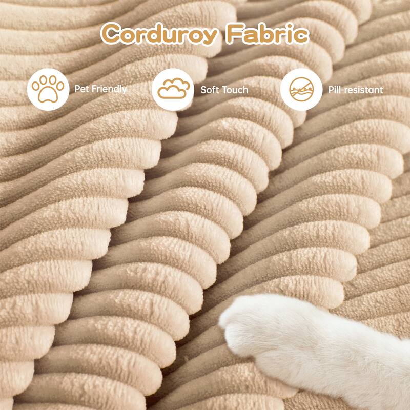 92" Oversized Corduroy Couch for Living Room, Upholstered Loveseat Sofa with Wide Armrests and Throw Pillows for Apartment