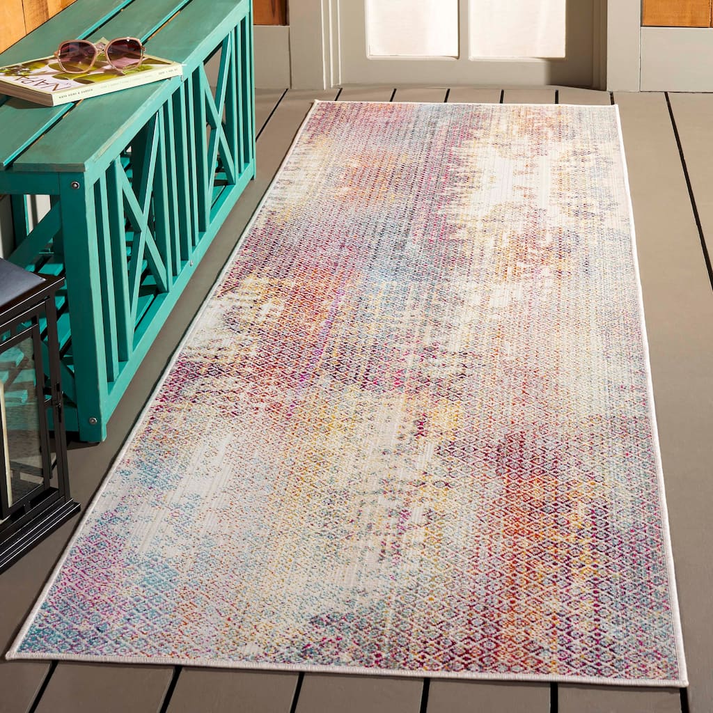 SAFAVIEH Rainbow Karthika Indoor/Outdoor Boho Waterproof Patio Backyard Rug