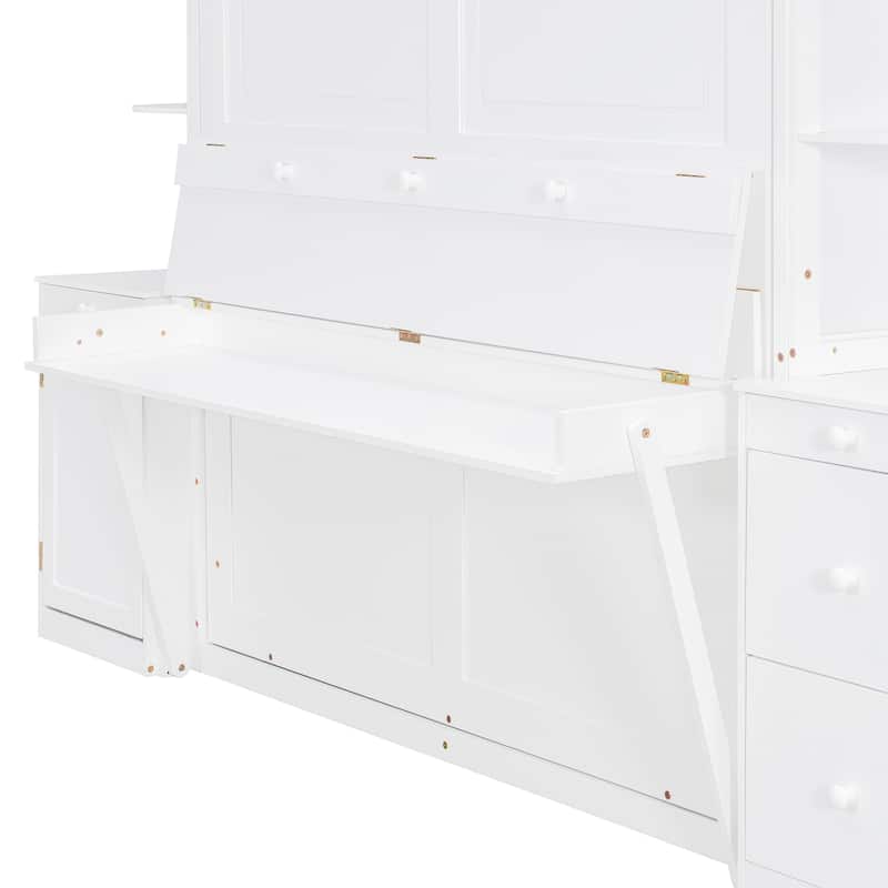Queen Murphy Bed Wall Bed with Integrated Desk Cabinets Shelves