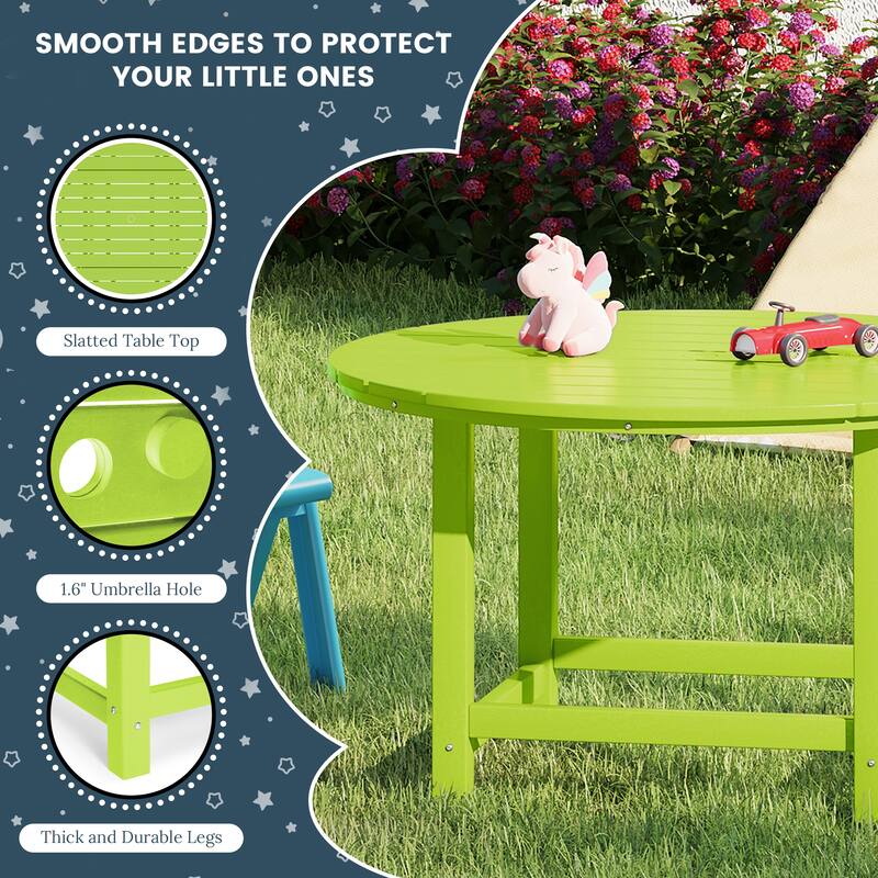Polytrends Laguna Kids Outdoor 38" Round Poly Dining Table for Children