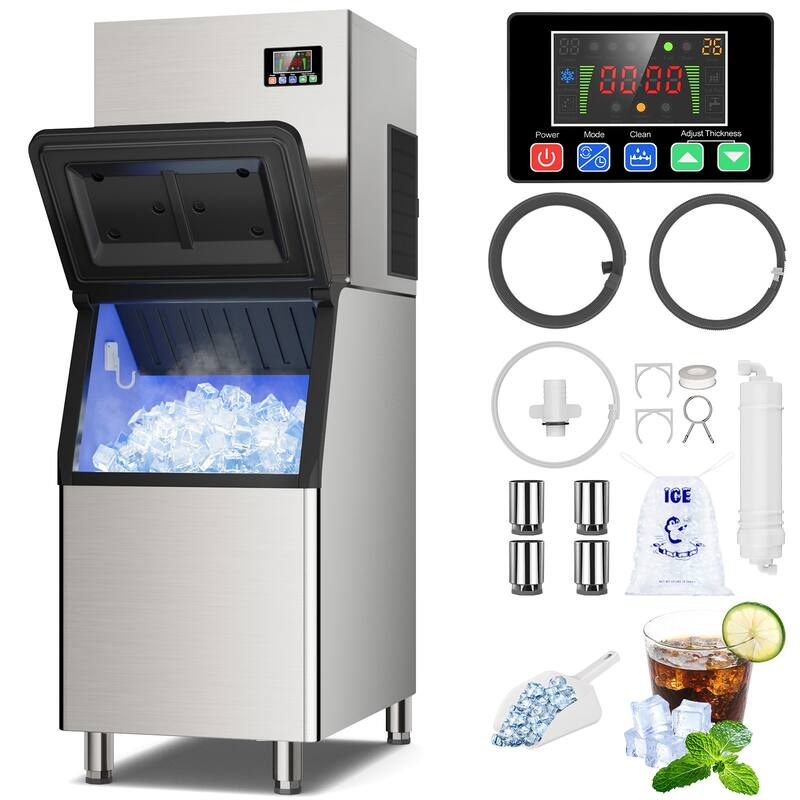 Ice Maker Commercial Ice Machine Stainless Steel Commercial Ice Maker Large Capacity Self-Cleaning