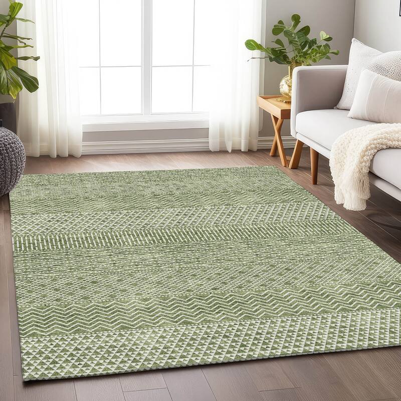 Premium Washable Super Soft Modern Moroccan Mayfield Rug - Green - 5' x 7'6"