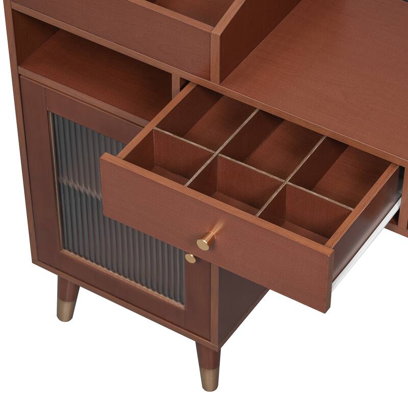 2-Piece Bedroom Set Includes Dressing Table & Upholstered Stool, Makeup Vanity Desk with Charging Station, Drawers & Cabinet