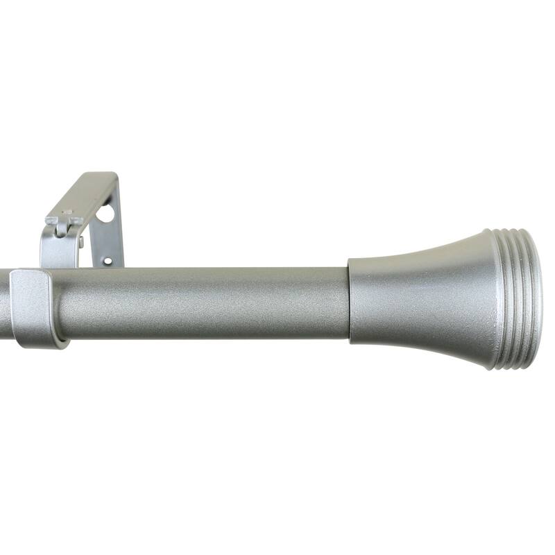 Meriville 1-Inch Diameter Ardmore Single Window Curtain Rod - Pewter - 28"-48"