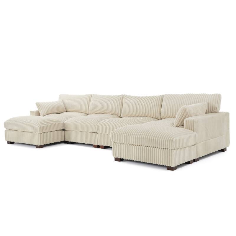 Modren Plush Oversized Modular Sectional Sofa Set with Chaise&Ottoman.
