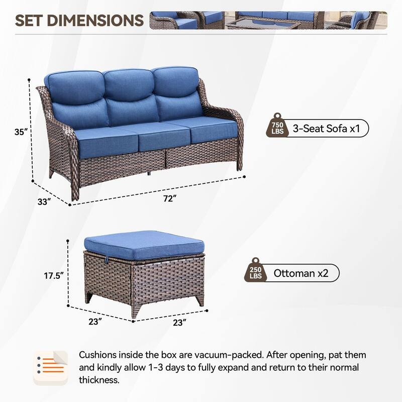 Pocassy Patio Furniture Set with Swivel Chairs, All Weather Patio Wicker