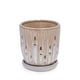 preview thumbnail 1 of 17, 8" Striped Ceramic Flowerpot Windowsill Modern Garden Planter with Drainage Hole (Set of 2) - 7.48 in.W x 7.48 in.D x 8.07 in.H Brown + White