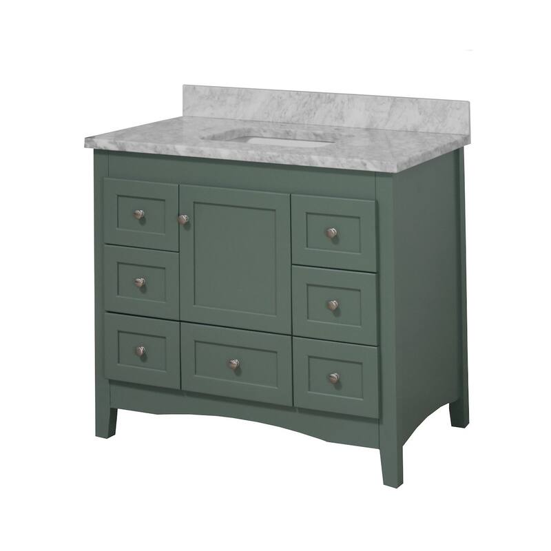 KitchenBathCollection Abbey 42" Bathroom Vanity with Carrara Marble Top