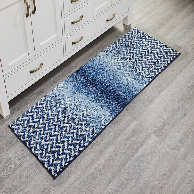 Better Trends 100% Micro Polyester 4&5 Pc Bathroom Rug Set-Casablanca Collection with Chevron Pattern, Machine Washable Bath Mat
