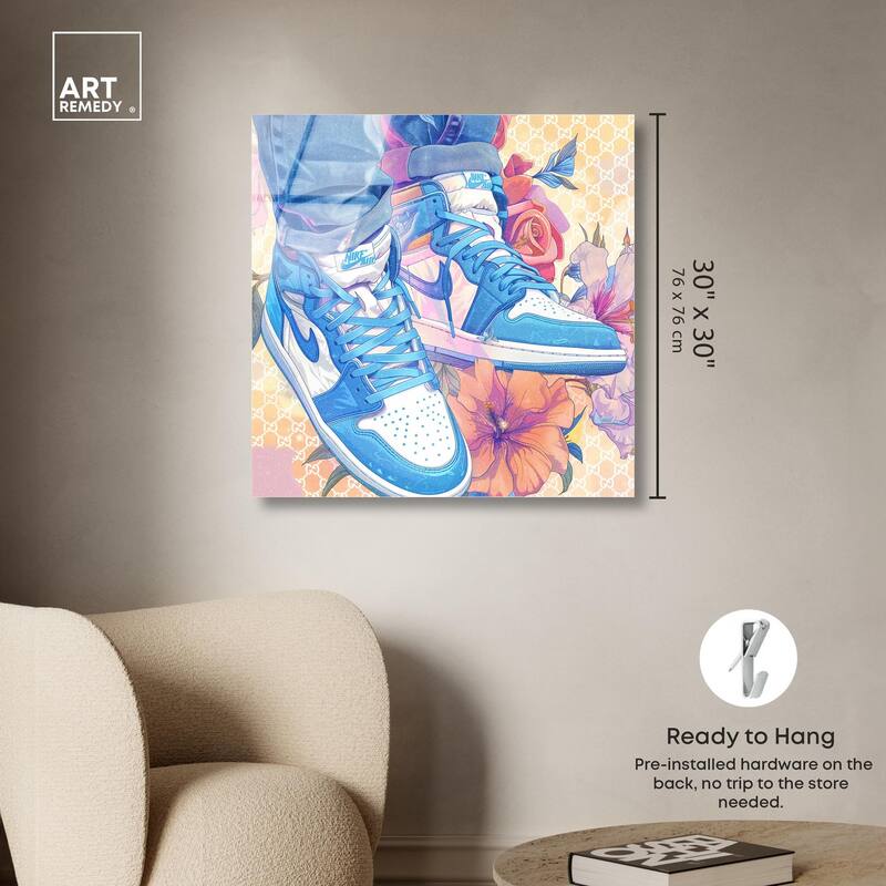 Sneakers in Bloom Acrylic by Art Remedy, Ready to Hang