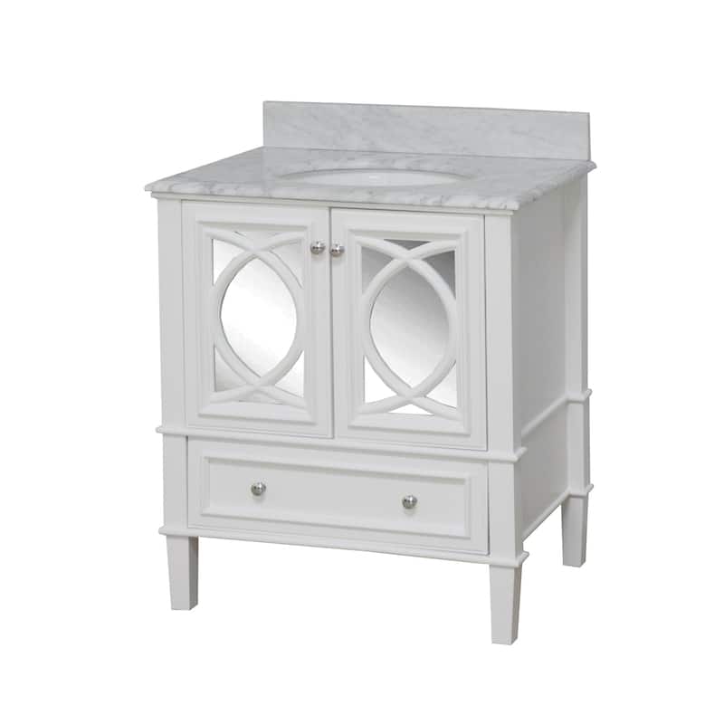 KitchenBathCollection Olivia 30" Bathroom Vanity with Carrara Marble Top