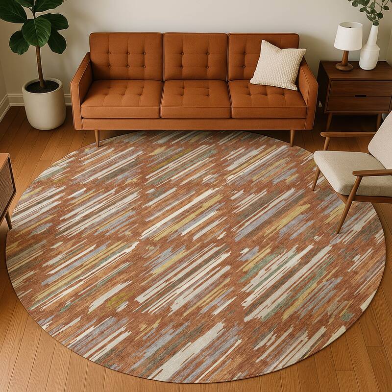 Machine Washable Indoor/ Outdoor Modern Trellis Chantille Rug