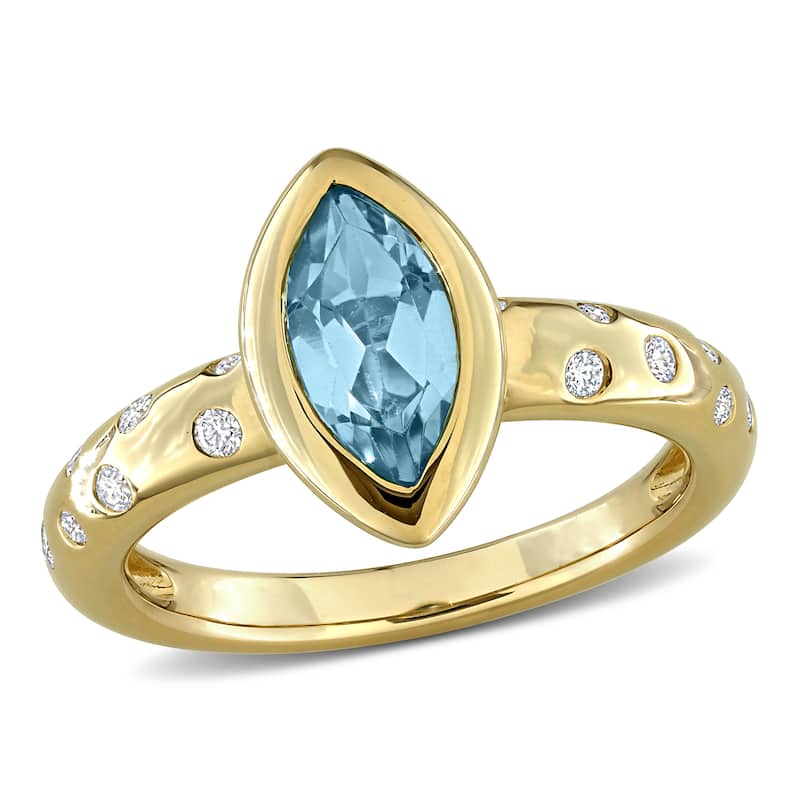 Miadora Gemstone and 1/4ct TDW Diamond Ring in 10k Yellow Gold - 6 - Topaz